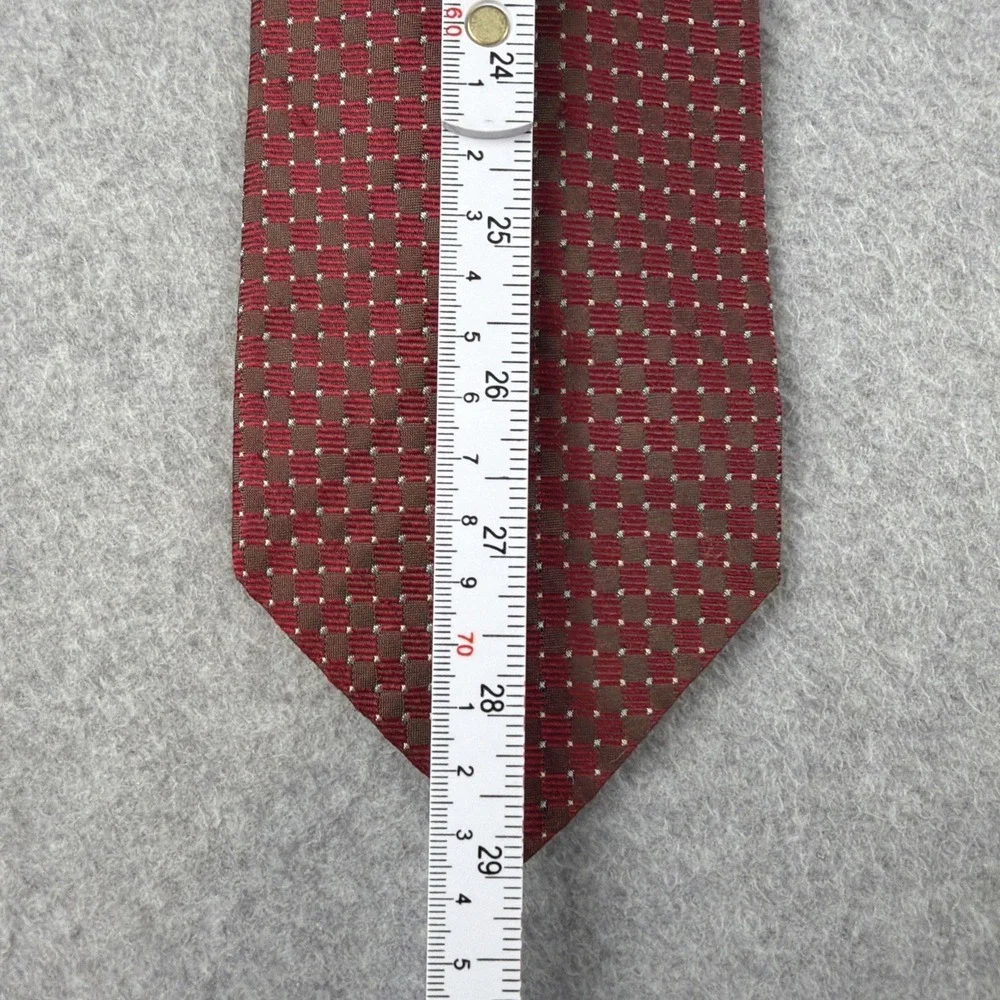 Jos. A. Bank Corporate Collection Silk Tie Red Brown Geometric USA  58X3.75